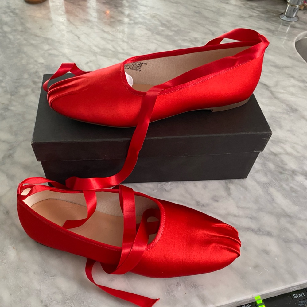 J. Crew ruby satin ballet flats